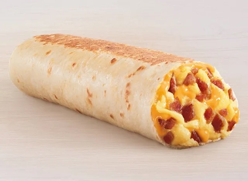 Cheesy Toasted Breakfast Burrito Bacon